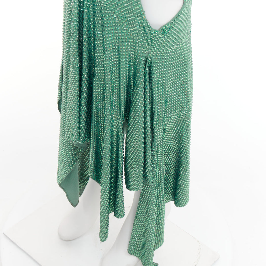 rare ALEXANDRE VAUTHIER COUTURE SS2020 Runway green strass crystal  cut out gown