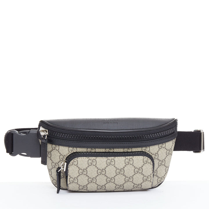 GUCCI Eden Supreme GG monogram canvas black leather belt bag