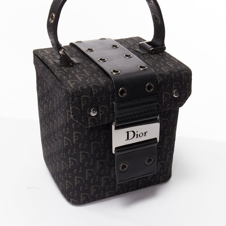 CHRISTIAN DIOR Vintage John Galliano black trotter Street Chic canvas vanity bag