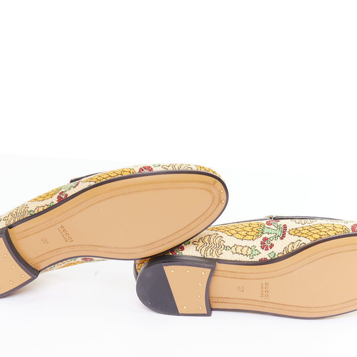 GUCCI 2019 Jordaan Garden Livia Carpenzano Pineapple canvas horsebit loafer EU37