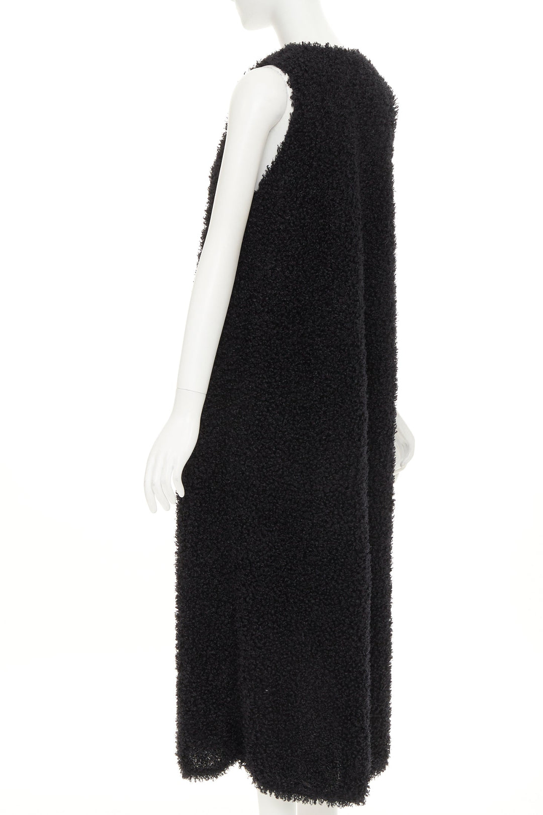 MELITTA BAUMEISTER 2017 Runway black fluffy plunge neckline midi dress S