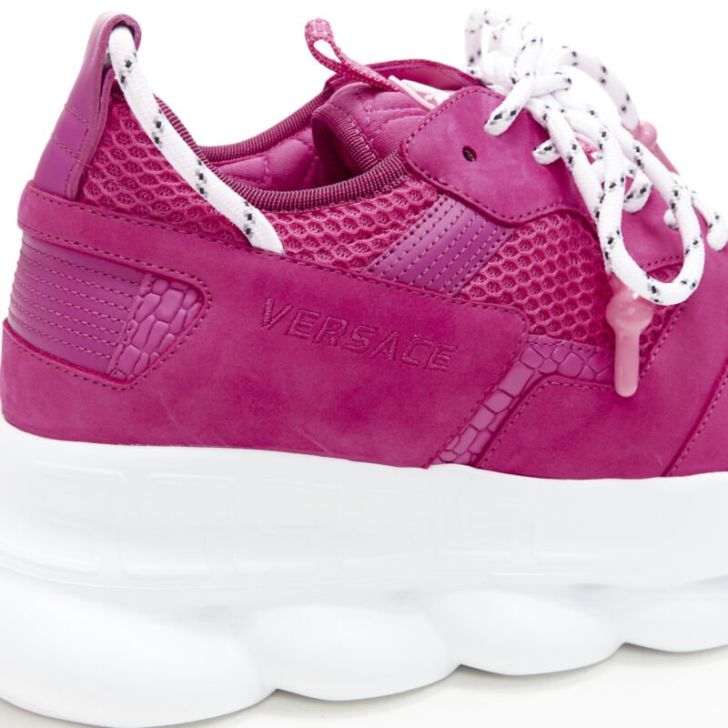 VERSACE Chain Reaction Blowzy all pink suede low top chunky sneaker EU40.5