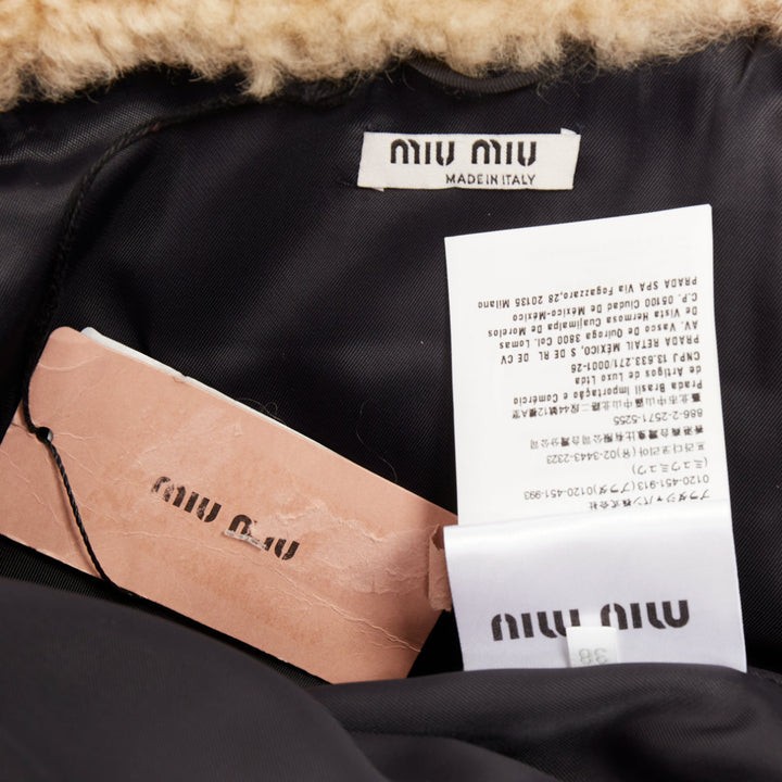 MIU MIU 2020 Plaid Casentino Shearling orange green fur trim boxy jacket IT38 XS