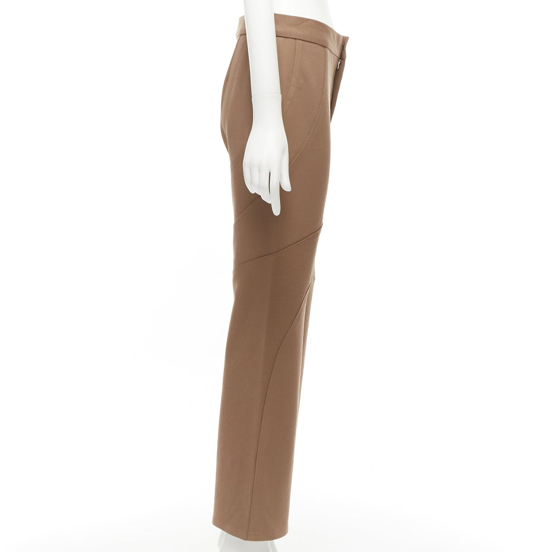 MARNI brown virgin wool blend curved panelled flared trousers IT38 XS