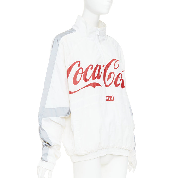KITH COCA COLA 2019 cream grey reflective nylon quarter zip track sweatshirt S