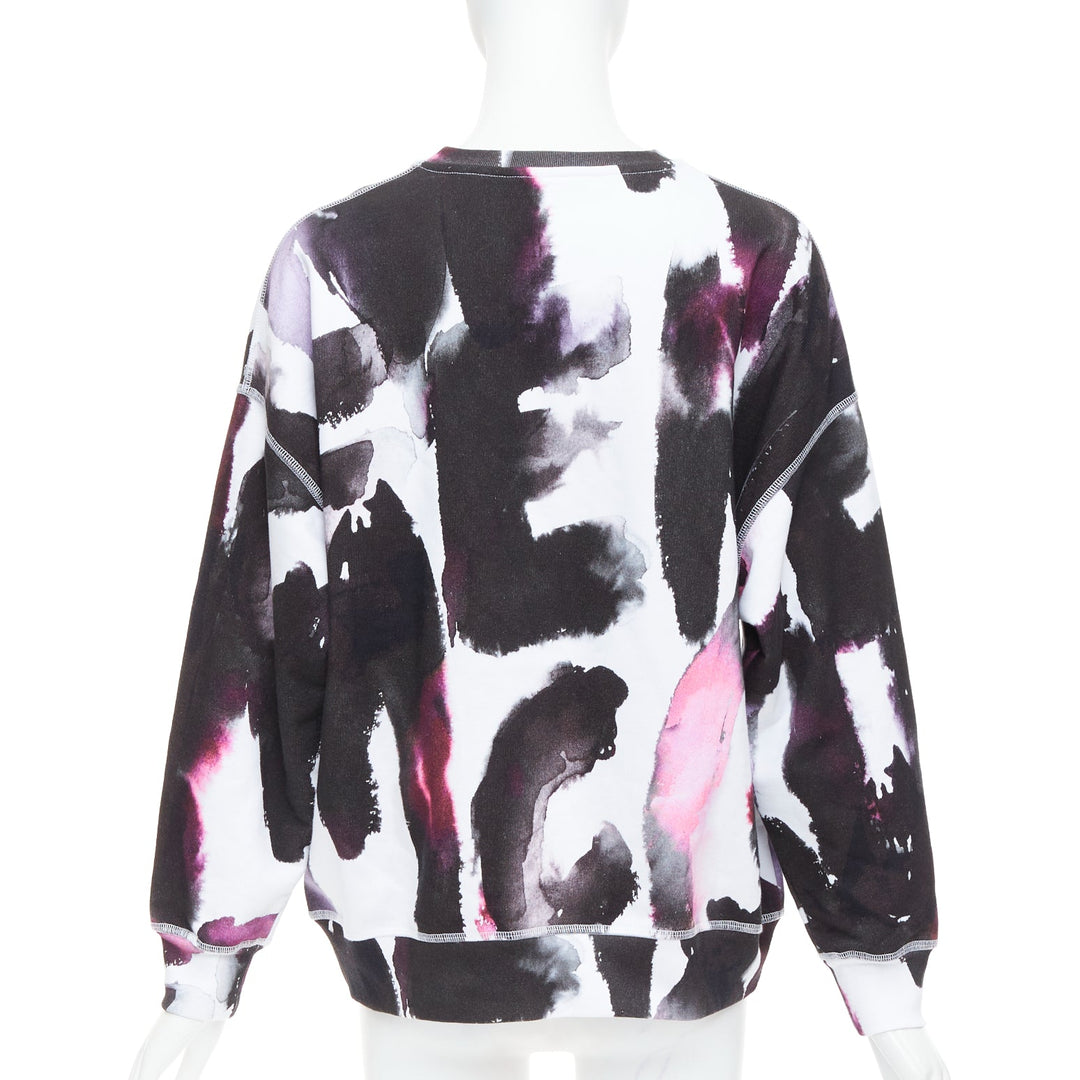 ALEXANDER MCQUEEN 2022 logo watercolor print long sleeve crew sweater IT38 XS