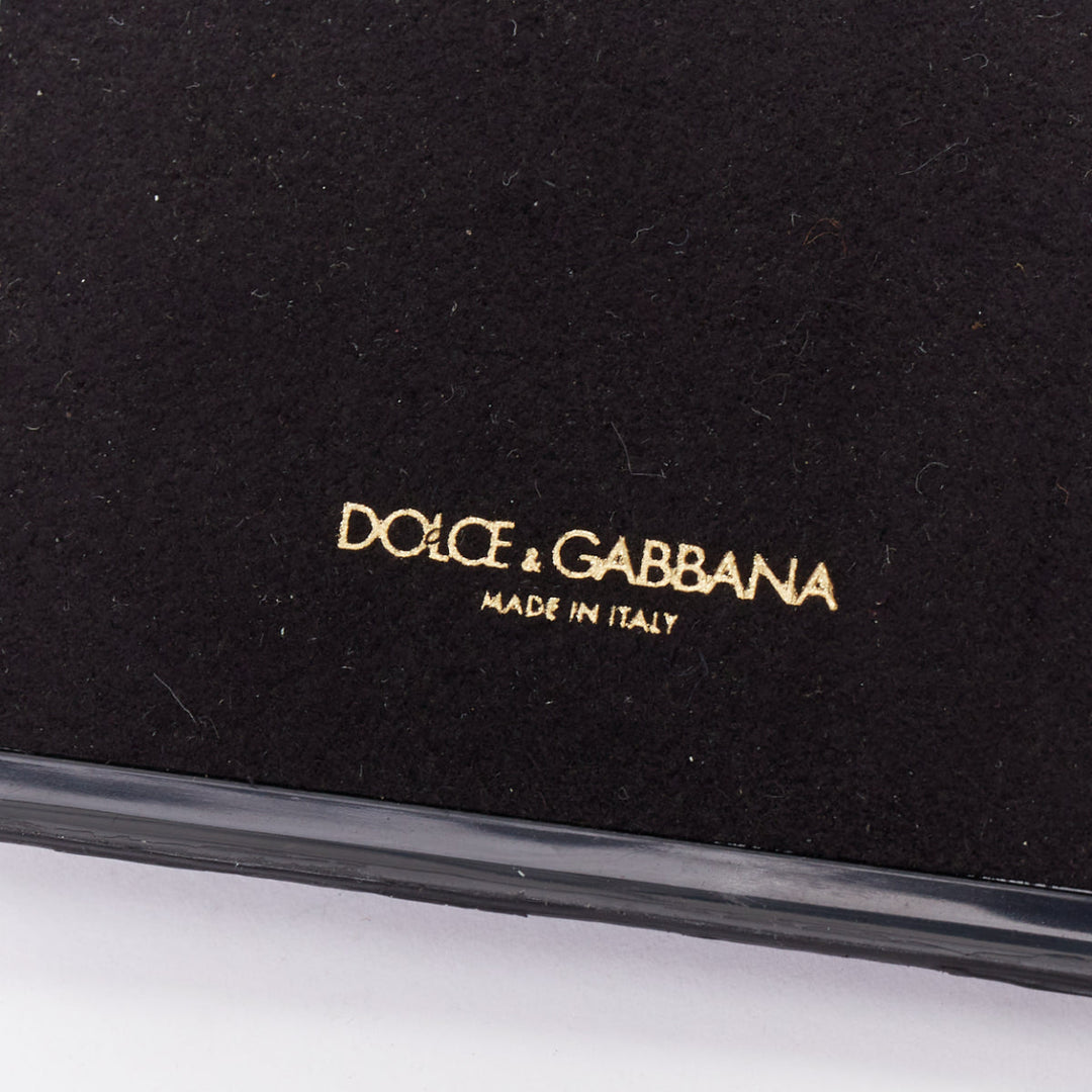 DOLCE GABBANA IPhone 6 black leather yellow green rhinestone crystal cover case