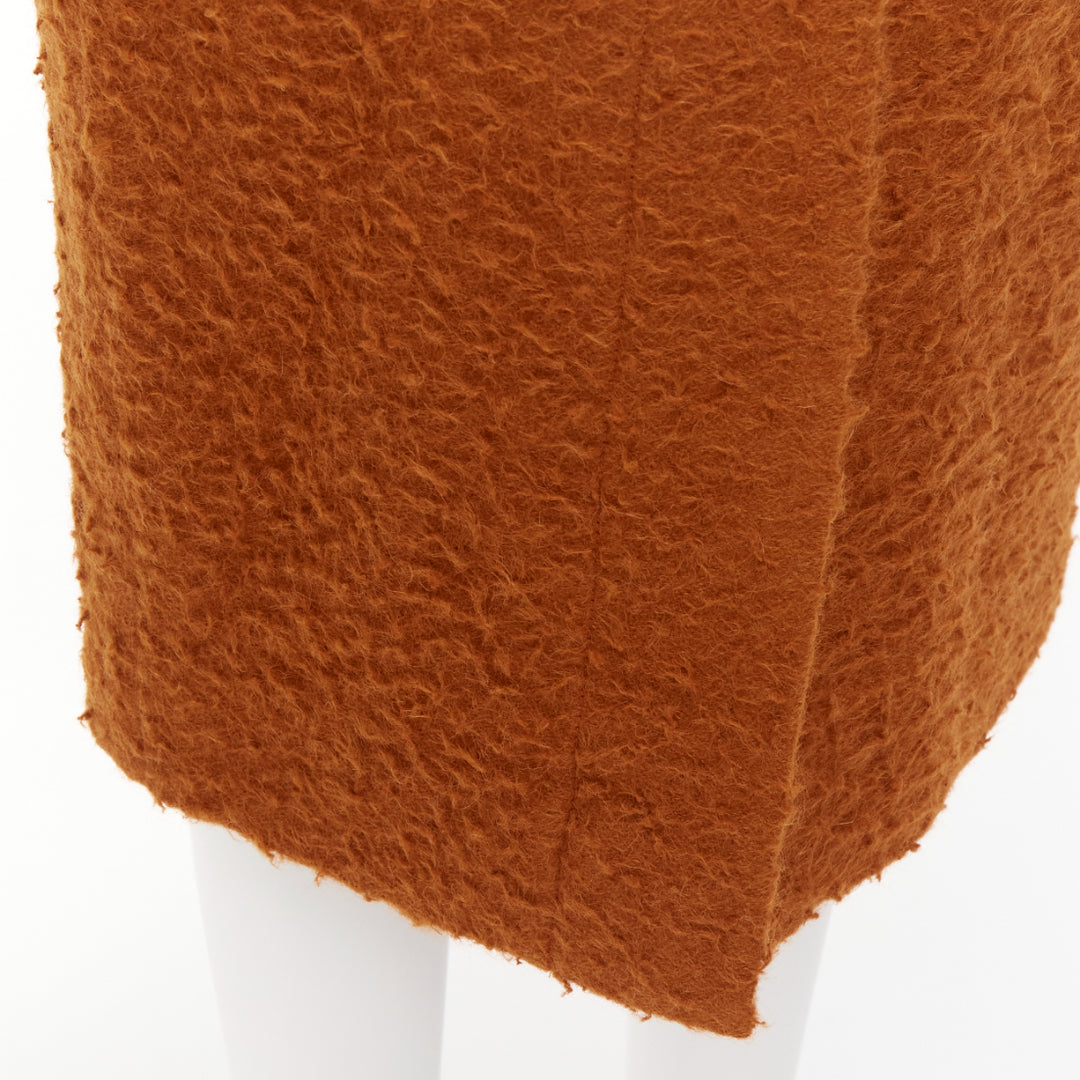 MARNI brown textured alpaca silk pocketed front slit pencil skirt IT38 XS