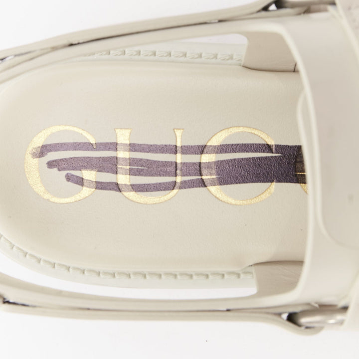 GUCCI Bria mystic white calf horsebit lug sole dad sandals EU37
