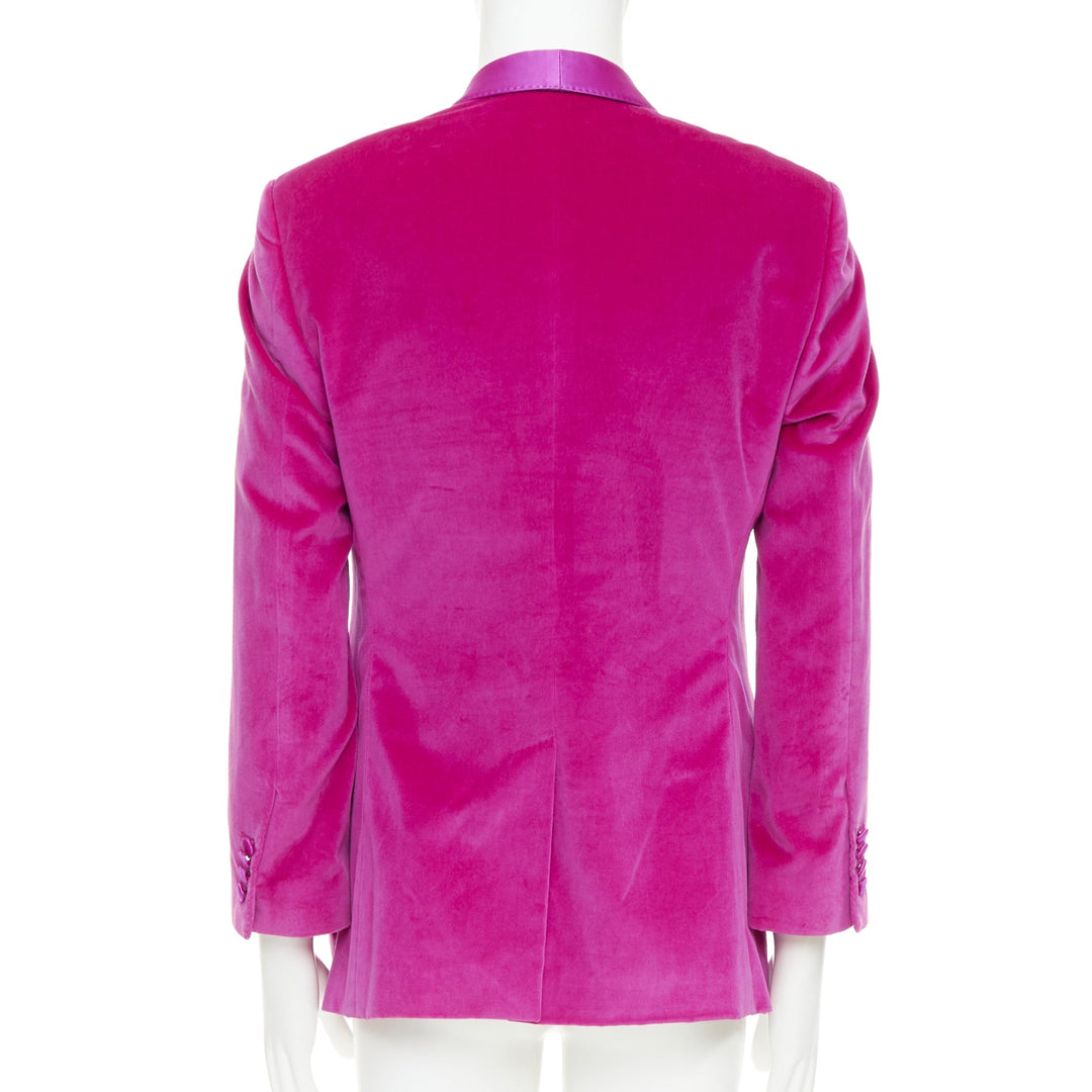 DOLCE GABBANA Gold pink velvet cotton silk blend tuxedo blazer IT52 XL