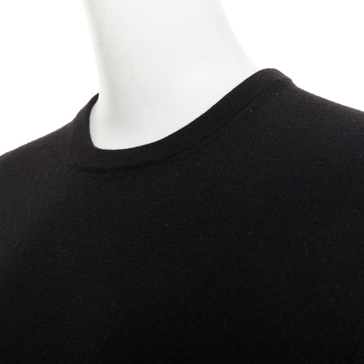 LOEWE JW Anderson black merino wool embroidered anagram logo knit crew sweater S