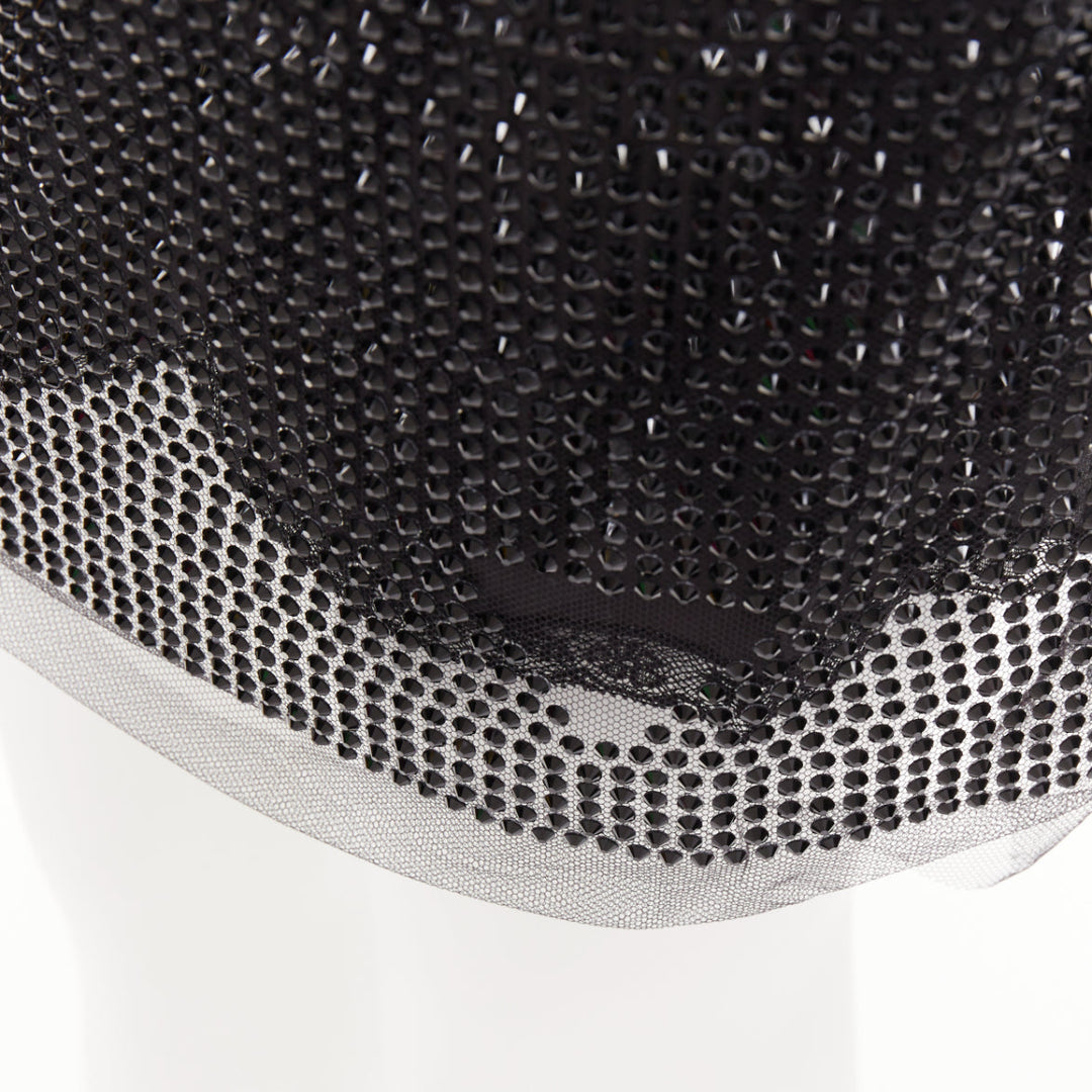 PRADA 2021 black crystal strass embellished cut out lace mini skirt IT38 XS