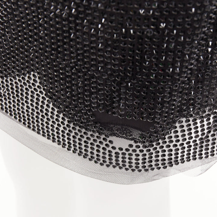 PRADA 2021 black crystal strass embellished cut out lace mini skirt IT38 XS