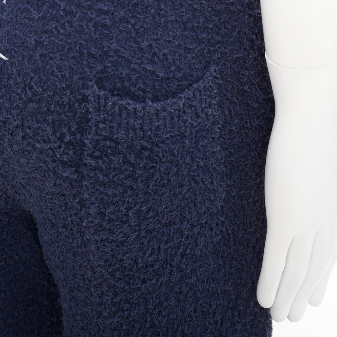MAISON MARGIELA 2015 navy blue cotton boucle pilled towelling Bermuda shorts M
