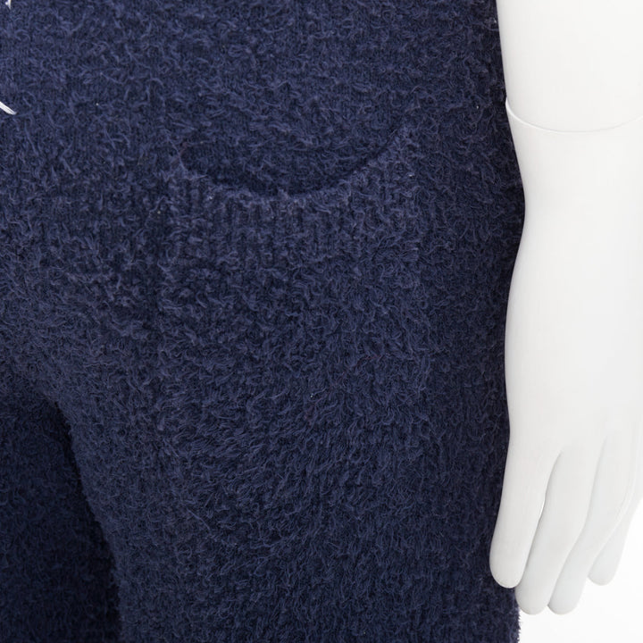 MAISON MARGIELA 2015 navy blue cotton boucle pilled towelling Bermuda shorts M