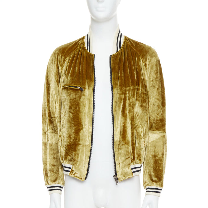 rare HAIDER ACKERMANN 2015 RUnway gold crushed velvet Teddy bomber jacket S