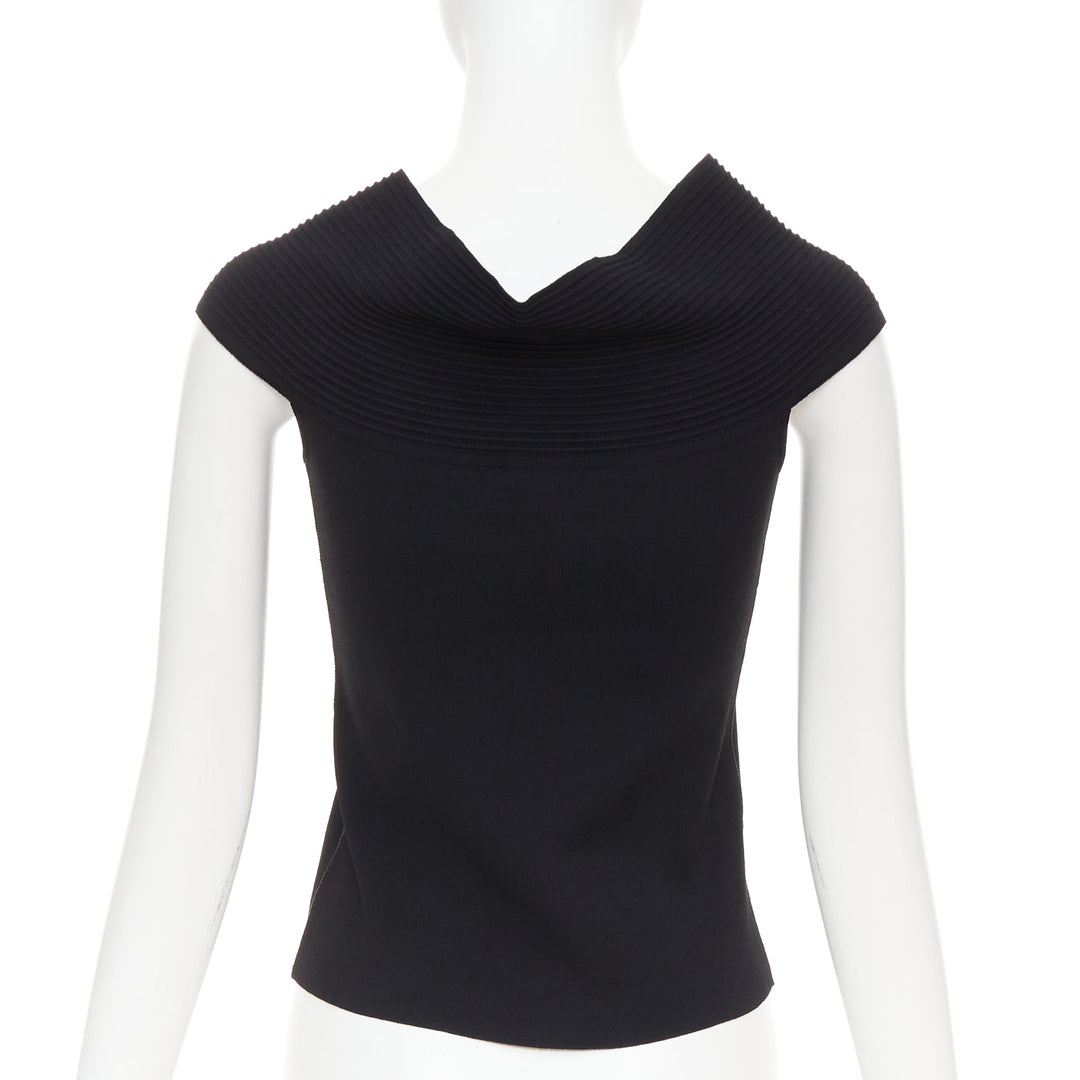OSCAR DE LA RENTA R10 black viscose blend cowl neck short top S