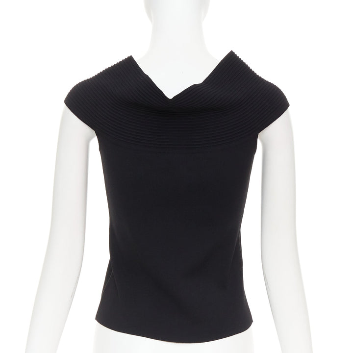 OSCAR DE LA RENTA R10 black viscose blend cowl neck short top S