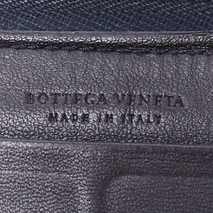 BOTTEGA VENETA midnight blue scaled leather zip around long wallet