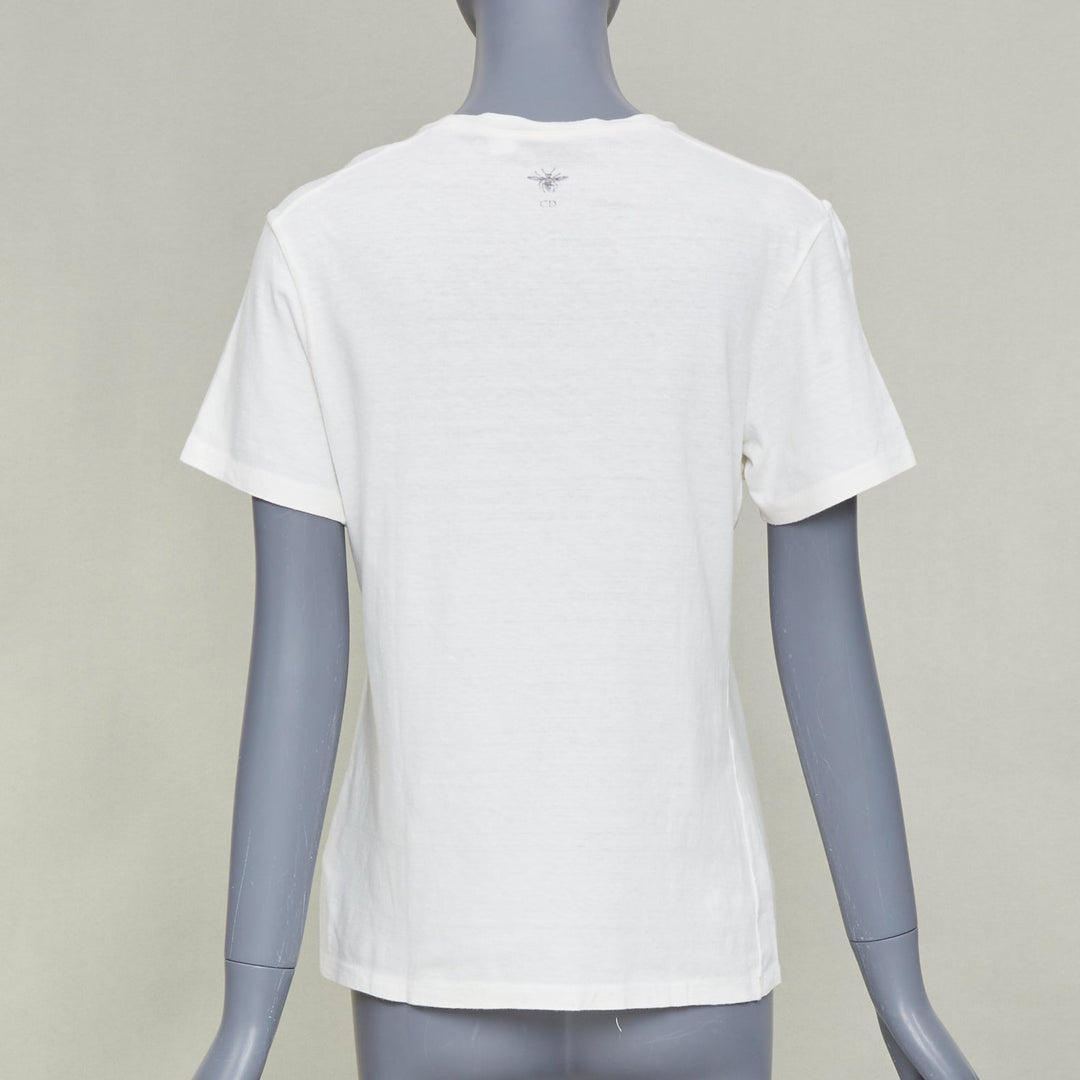 DIOR 2017 Runway We Should All Be Feminists ecru cotton linen t-shirt S
