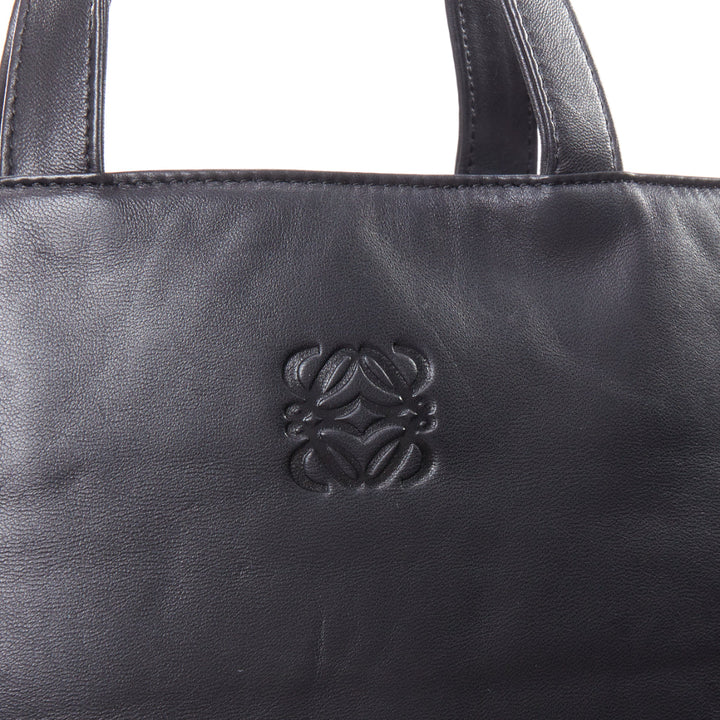 LOEWE Vintage black anagram logo soft leather square tote bag