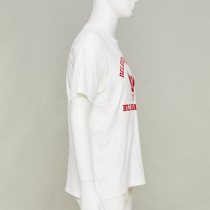 UNDERCOVER 2022 Devil Angel Delicate As The Devil Flocked white red top tshirt M