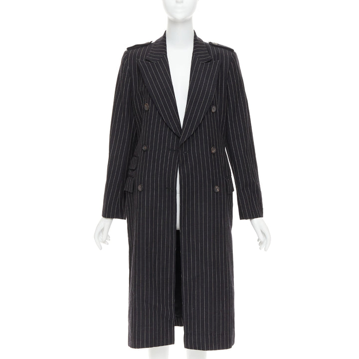 rare GUCCI Tom Ford 1996 Vintage Runway black wool pinstripe overcoat IT42 M