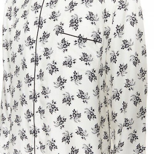 DOLCE GABBANA 100% silk white floral silk print pajama collar casual shirt IT4 M