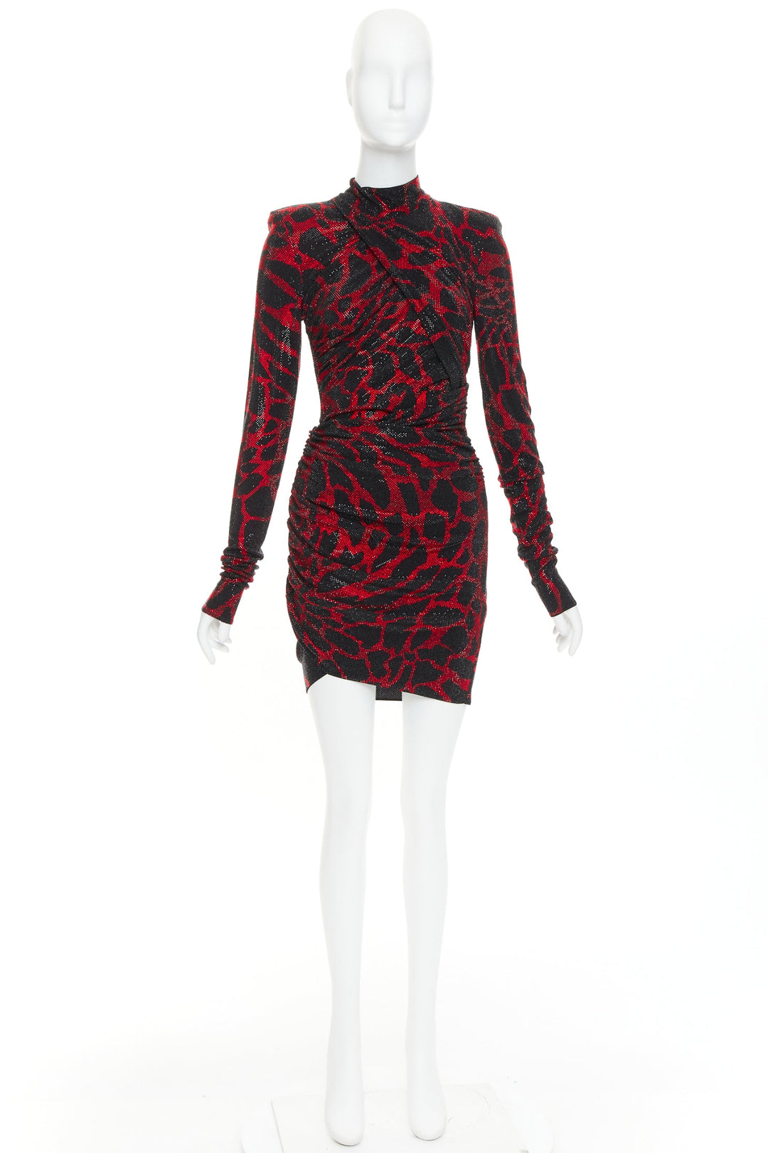 ALEXANDRE VAUTHIER red black Giraffe crystal strass encrusted jersey mini dress