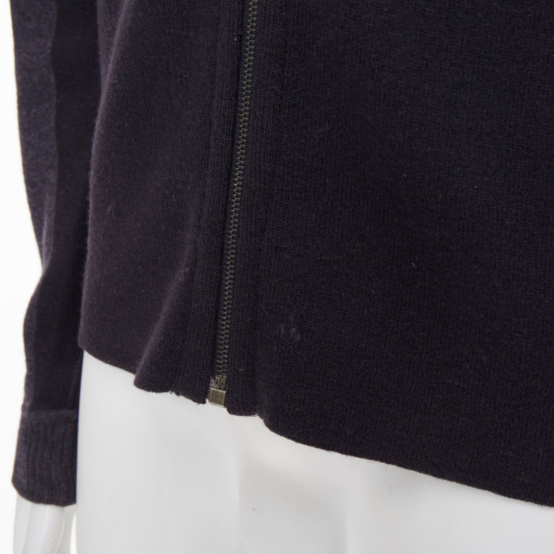 PRADA 2010 panel two tone stripe mock neck zip knit cardigan sweater jacket M