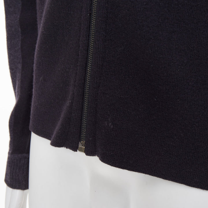 PRADA 2010 panel two tone stripe mock neck zip knit cardigan sweater jacket M