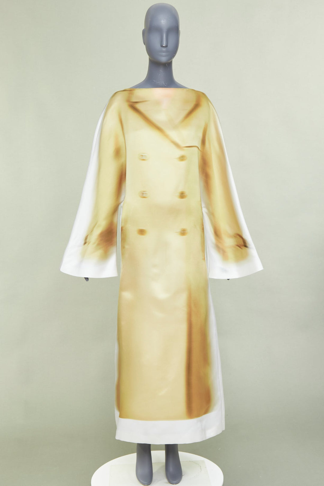 rare LOEWE JW ANDERSON 2023 Runway Trompe Loeil Blurry Trench Coat print dress