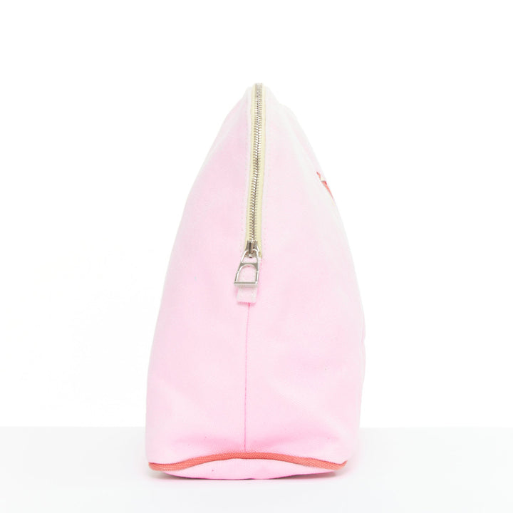 HERMES Circus Bolide Case in Pale Pink Embroidered Canvas toileries bag