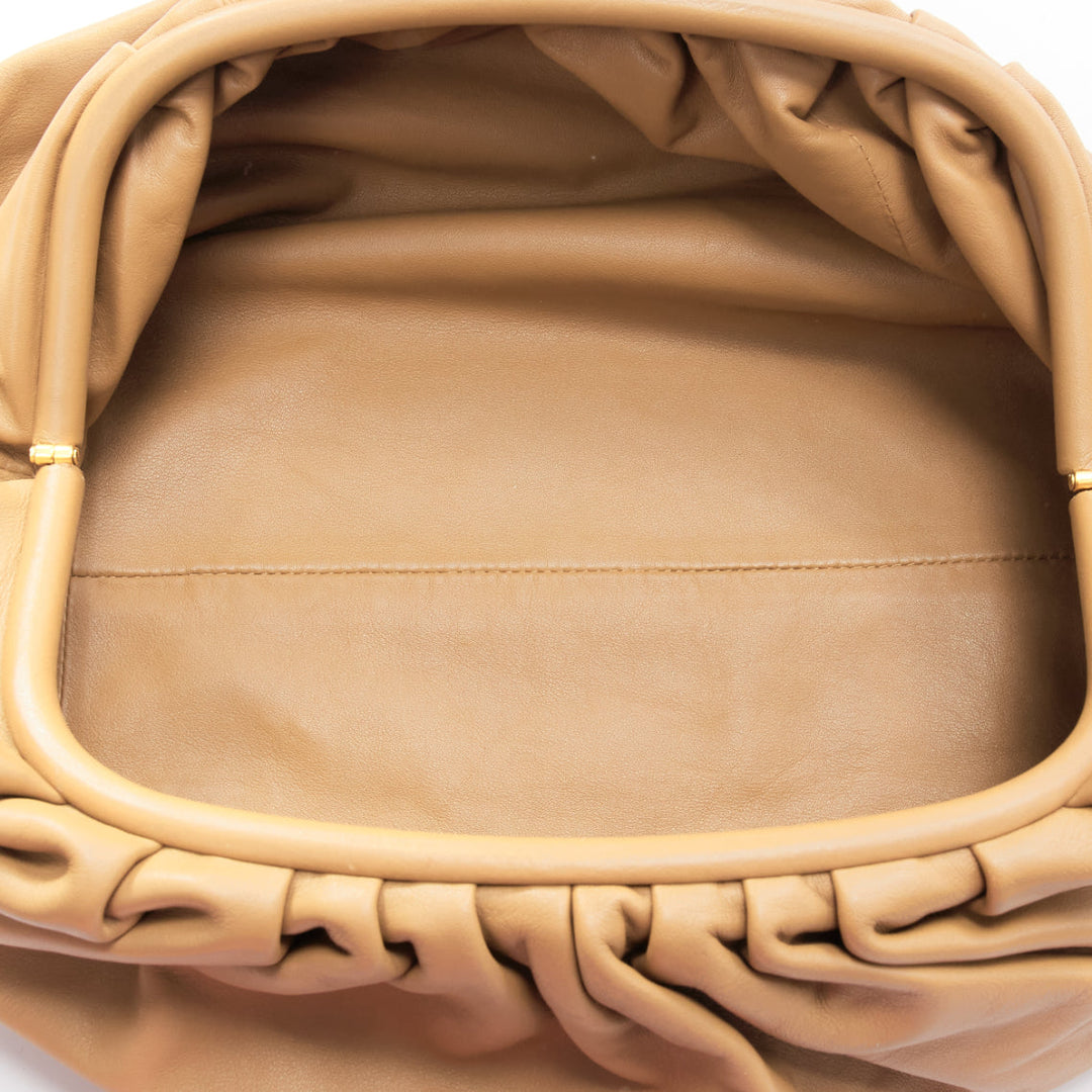BOTTEGA VENETA The Pouch tan leather dumpling clutch bag