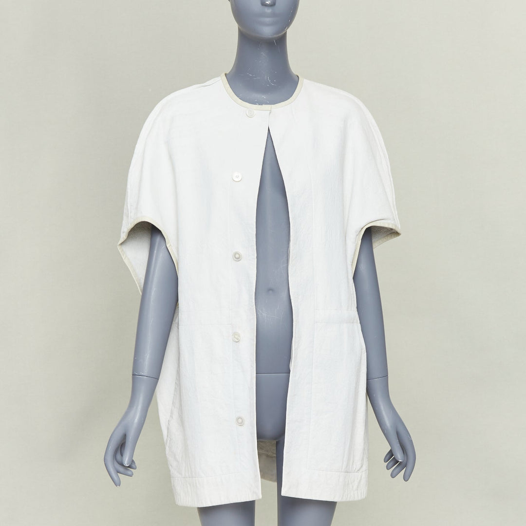 RICK OWENS 2012 Naska off white lambskin contrast trim cape jacket IT40 S