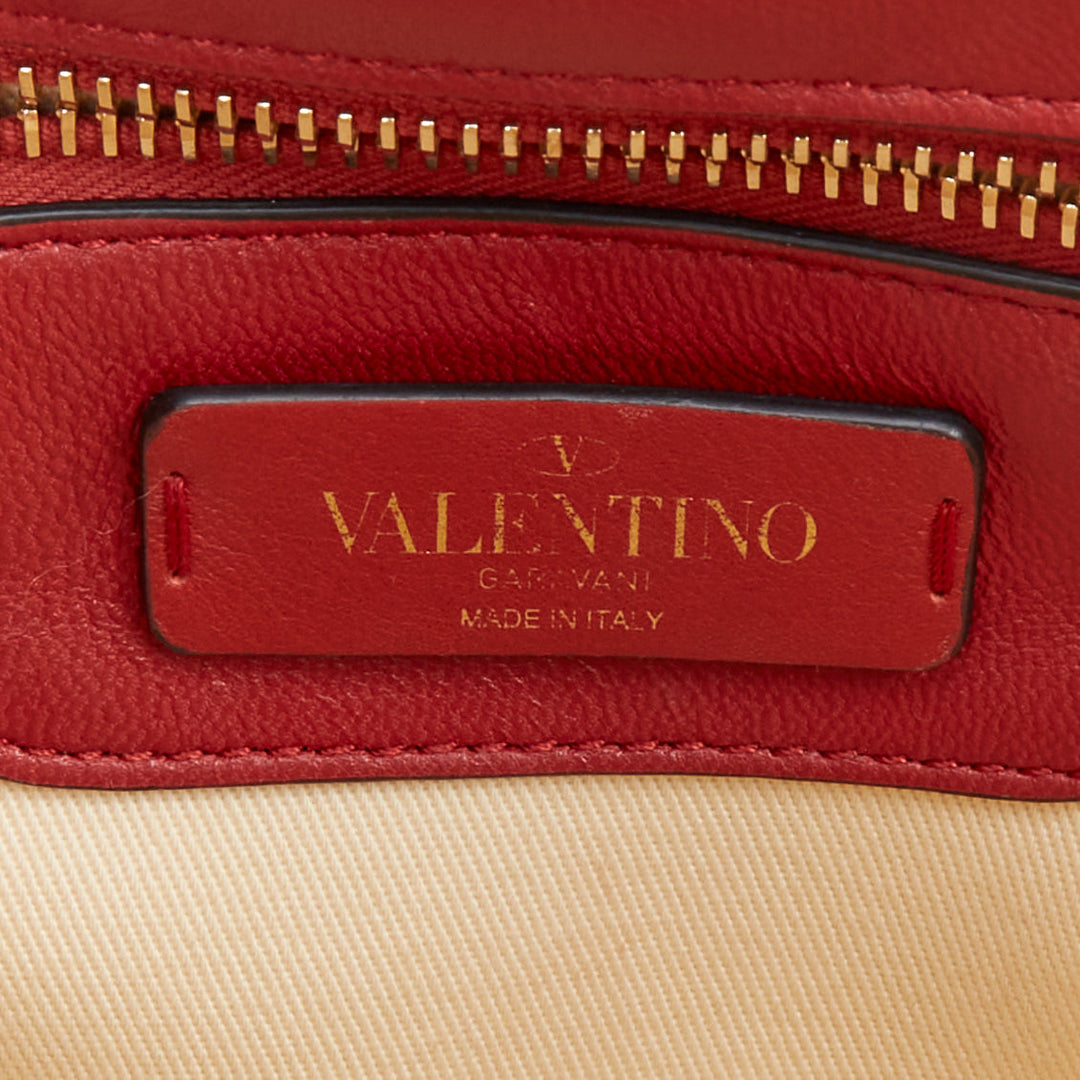 VALENTINO runway Candystud Rosso red quilted lambskin leather top handle bag