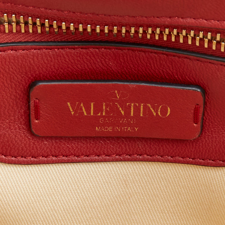 VALENTINO runway Candystud Rosso red quilted lambskin leather top handle bag