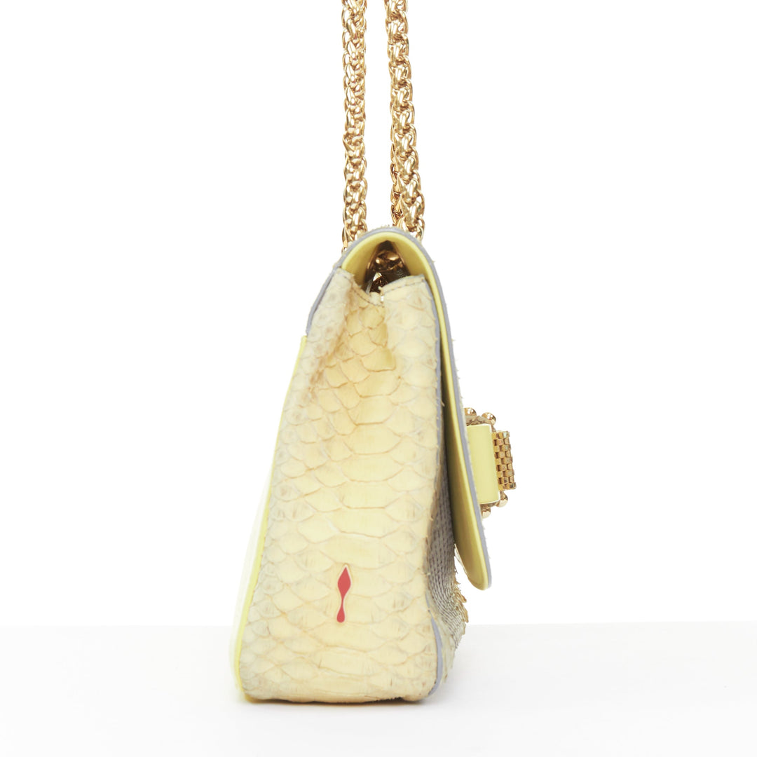 CHRISTIAN LOUBOUTIN Sweet Charity grey yellow gold stud bow chain shoulder bag