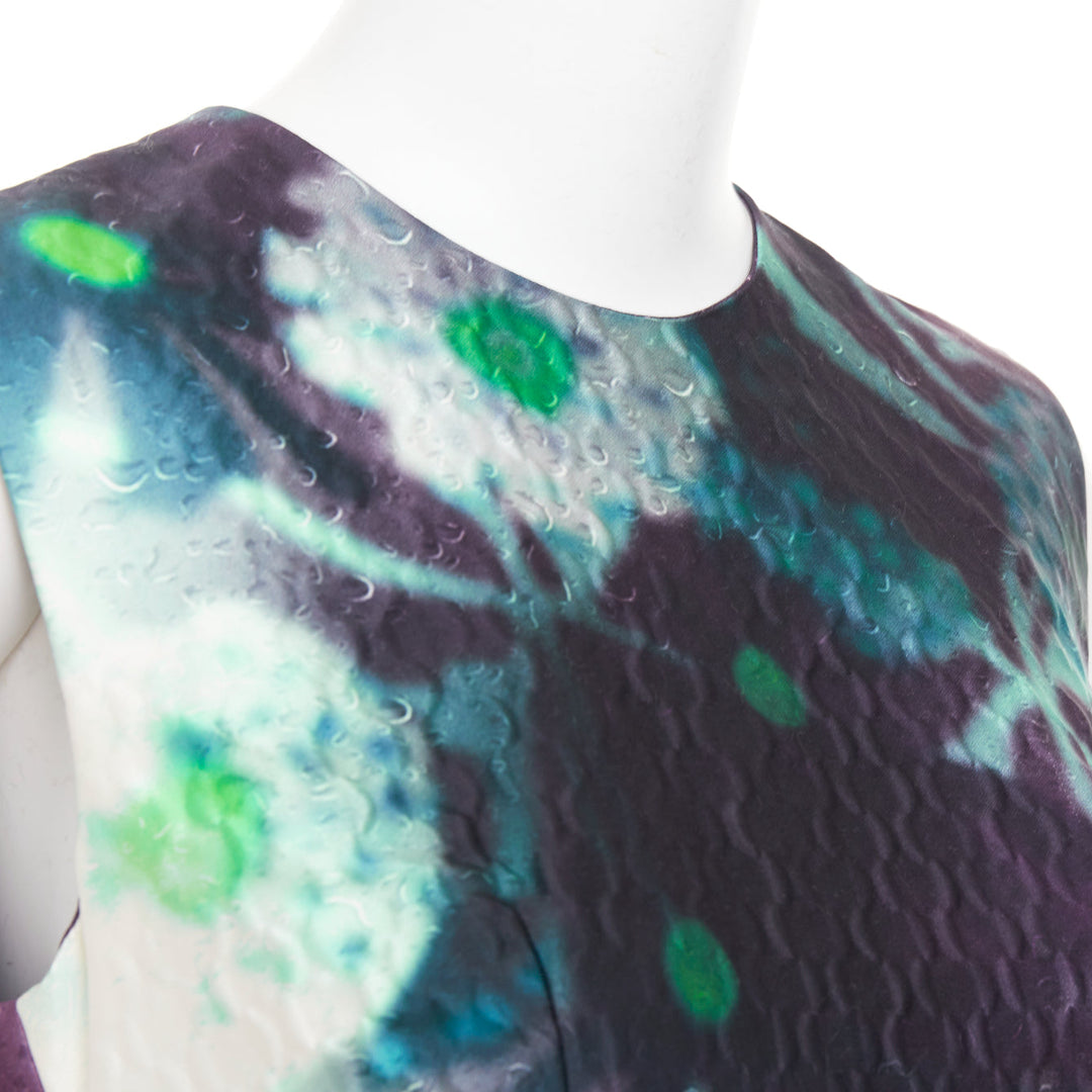 PRADA 2018 purple abstract graphic floral matelasse jaquard midi dress IT40 S