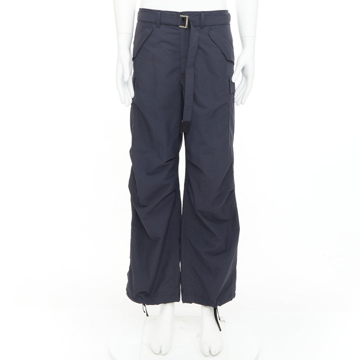 SACAI 2024 black nylon belted pocketed strapped cargo pocket pants JP2 M