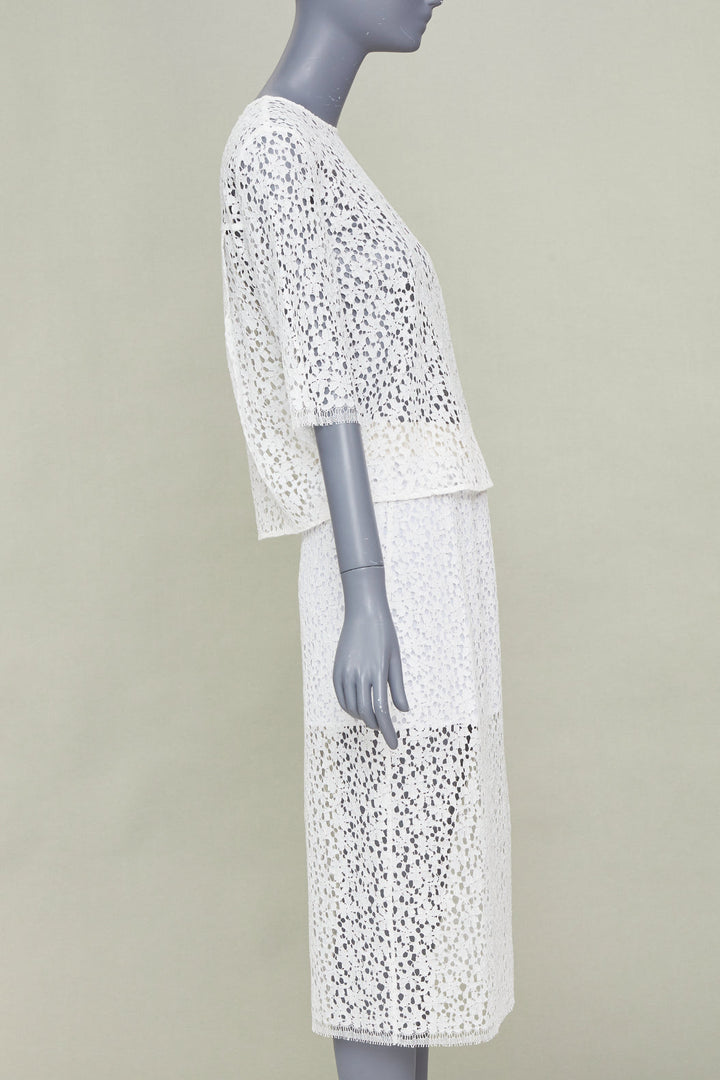 MARIA MCMANUS 2022 Organic Cotton Openwork Floral Lace elegant top skirt set XS