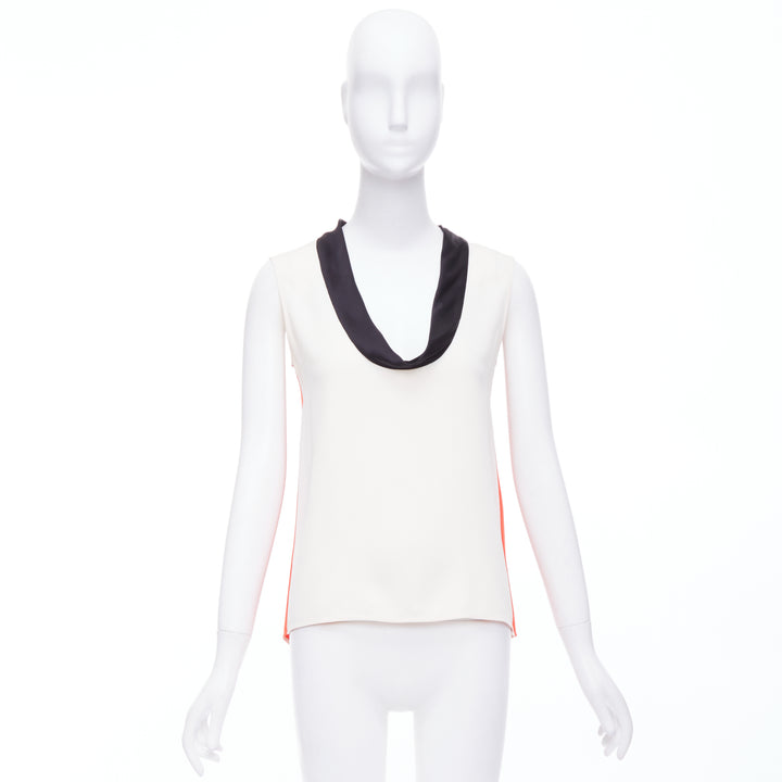 OLD CELINE Phoebe Philo orange black cream colorblocked tank top FR36 S