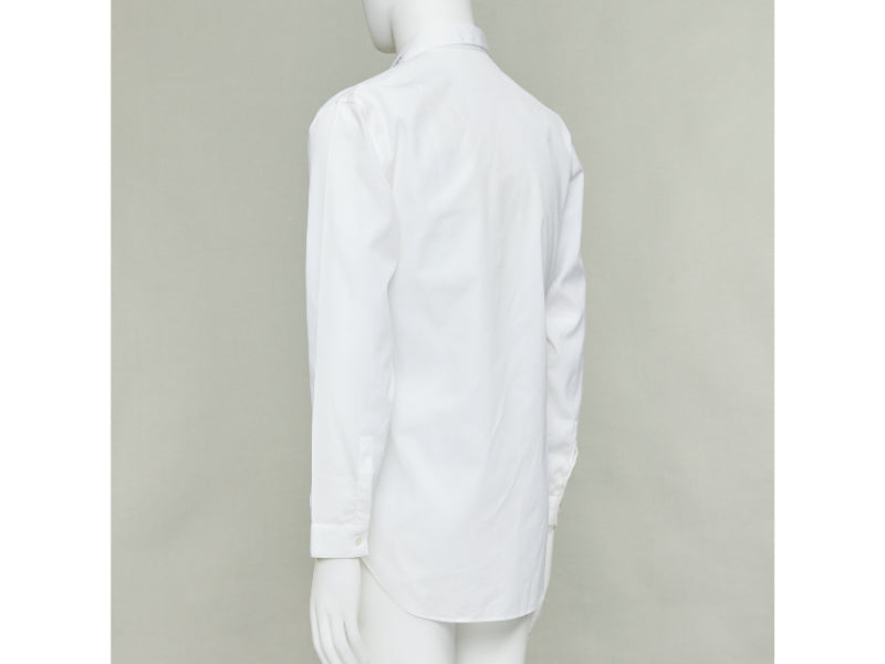 DIOR HOMME white cotton black scribble embroidered collar dress shirt EU39 M
