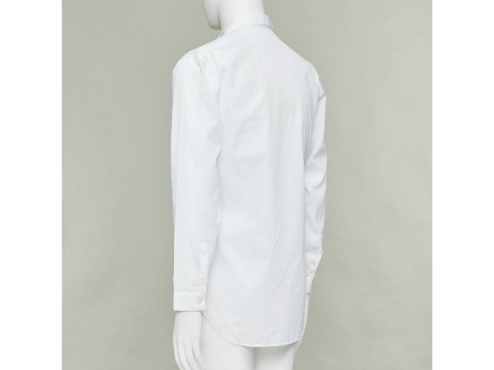 DIOR HOMME white cotton black scribble embroidered collar dress shirt EU39 M