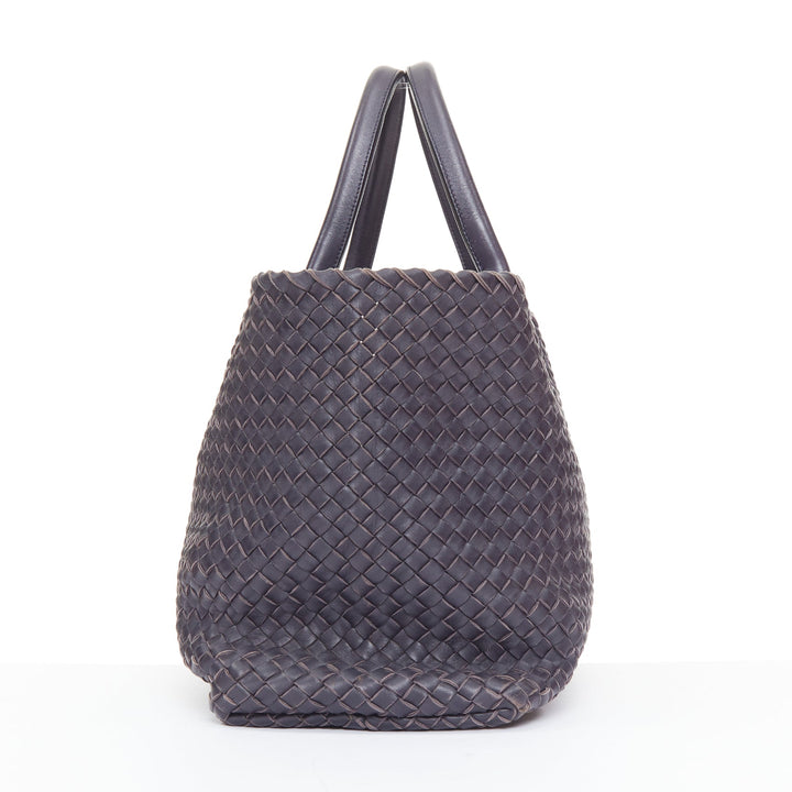 BOTTEGA VENETA Cabat Medium Limited navy blue woven lambskin slouchy tote bag