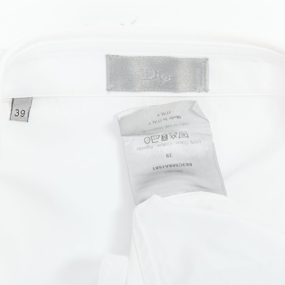 DIOR white 100% cotton shoulder darts plain dress shirt EU39 M