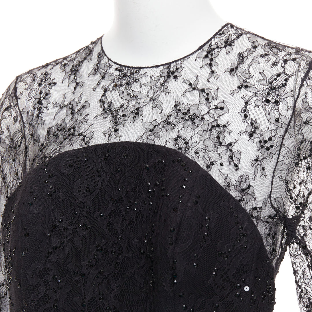 ALEXANDRE VAUTHIER COUTURE AW2019 Runway green rosette crystal lace dress