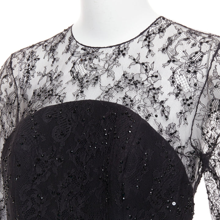 ALEXANDRE VAUTHIER COUTURE AW2019 Runway green rosette crystal lace dress