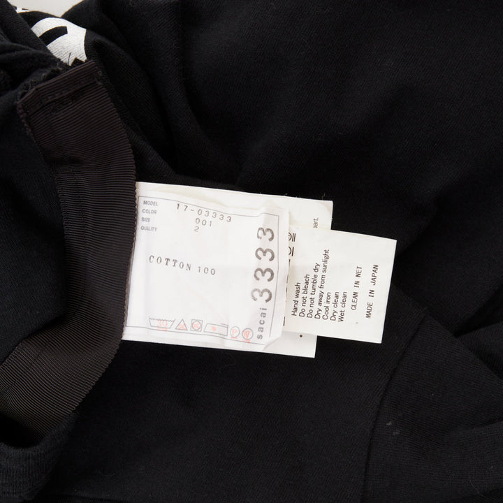 SACAI 2017 black cotton white Madness patch silver side zip tshirt JP2 M