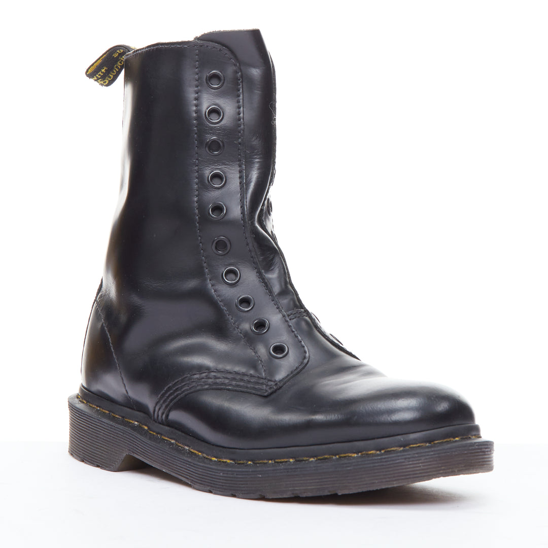 Female mannequin wearing Vetements Dr Martens Black Leather Women Boots in Size EU38 | Available at JHROP